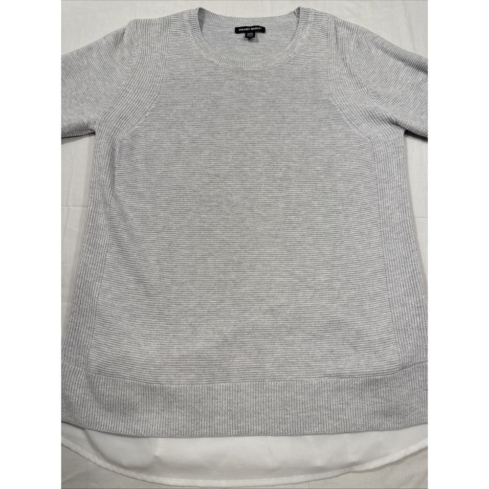 SWEATER  Women's MEDIUM GRAY TEXTURED Layered Long Sleeve PULLOVER SHIRT
